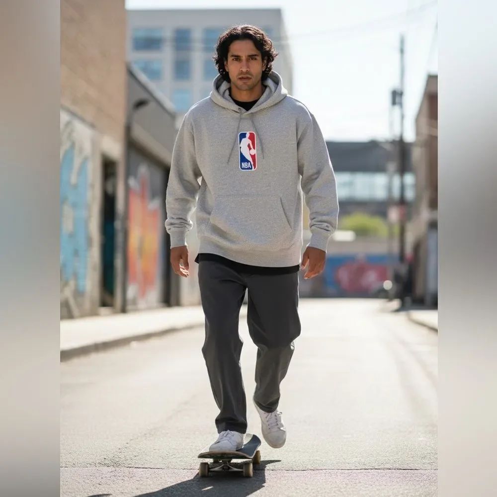 Nike SB x NBA Gray Pullover Hoodie | Embroidered Logo | Streetwear